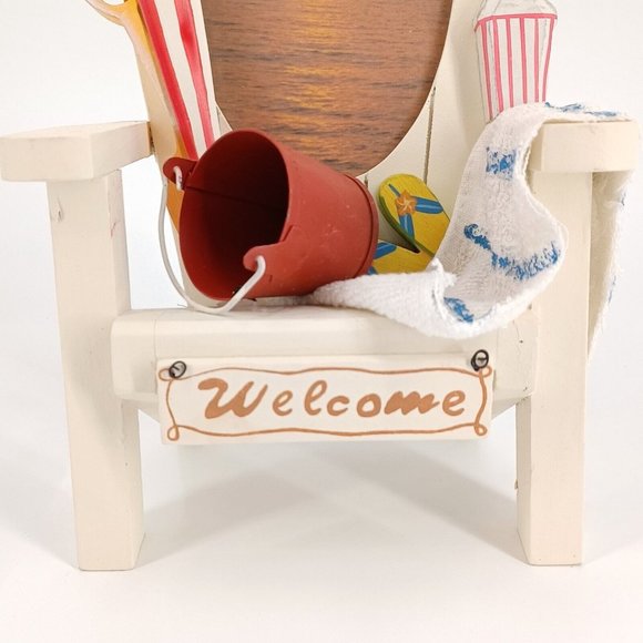 White Beach Chair 4x6 Photo Frame Palm Tree Shovel Bucket 11x7x5 Vacation Pictur - Picture 3 of 14